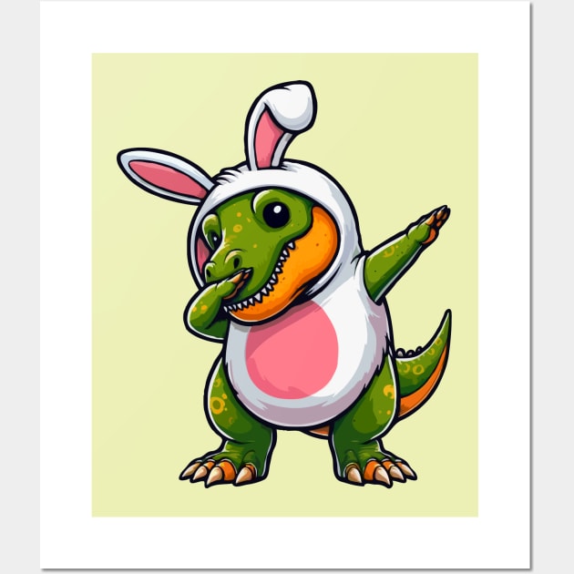 Dabbing T Rex Dinosaur Bunny Wall Art by Etopix